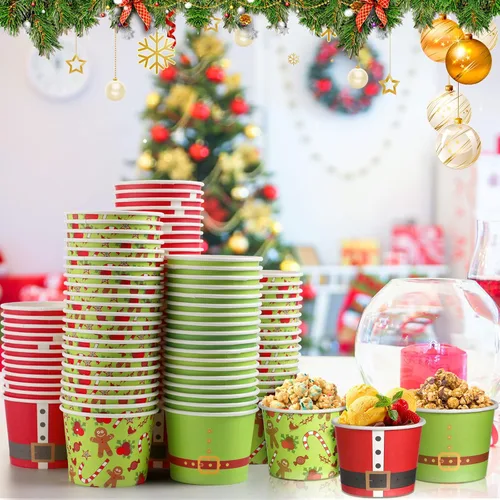 Miniatura 4 de Nuenen 120 tazas de helado de Navidad desechables de 5 onzas, cuencos de postre de papel para Sundae, bar, yogur, cuencos pequeños de aperitivos