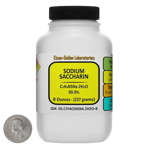 Miniatura 8 de Sacarina de sodio [C7H4O3NSNa.2H2O] 99.9% USP Cristales de grado alimenticio 4 onzas en una botella