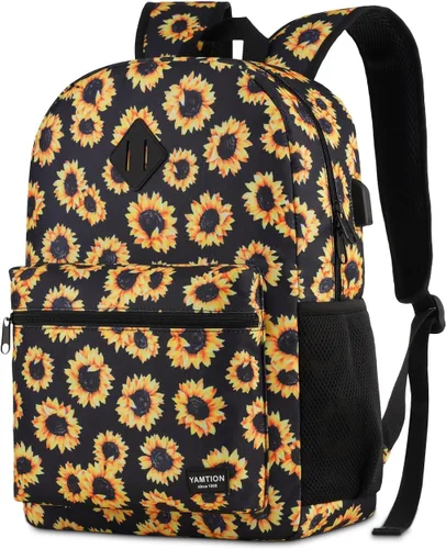Miniatura 29 de YAMTION Mochila escolar, mochila clásica unisex para adolescentes con puerto USB para escuela secundaria, universidad, oficina, trabajo, viajes