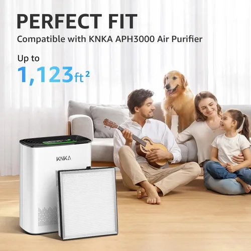 Miniatura 2 de KNKA APH3000LX - Filtro de repuesto para purificador de aire, compatible con el modo de suspensión HEPA. Filtración de aire de alta eficiencia