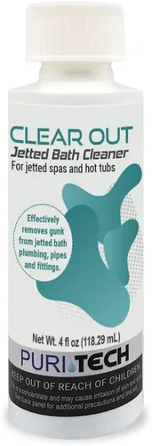 Puri Tech Limpiar el limpiador de baño de chorros elimina la suciedad de las paredes, desagüe tuberías en bañeras de chorro 4oz