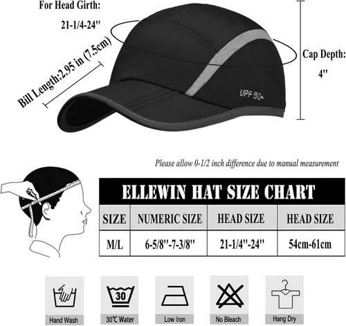 Miniatura 74 de ELLEWIN Gorra de béisbol unisex UPF 50 sin estructura, con pico grande y plegable