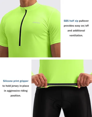Miniatura 4 de Maillot de ciclismo para hombre que absorbe la humedad, manga corta, UPF media cremallera, ciclismo, ciclismo de carretera, camisas para hombres