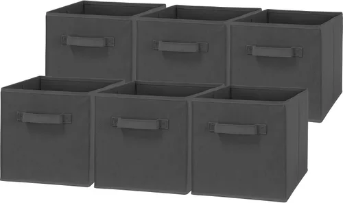 Miniatura 13 de Simple Houseware Contenedores de almacenamiento plegables de 11 pulgadas, color beige, paquete de 6 cubos de tela organizadores para armario