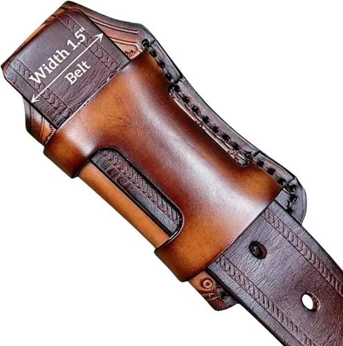 Miniatura 4 de Funda de Cuero Genuino para Cuchillo de Bolsillo de 4.25'', Funda con Broche de Transporte Horizontal para Leatherman Wave, Bolsa de Cuero de Grano