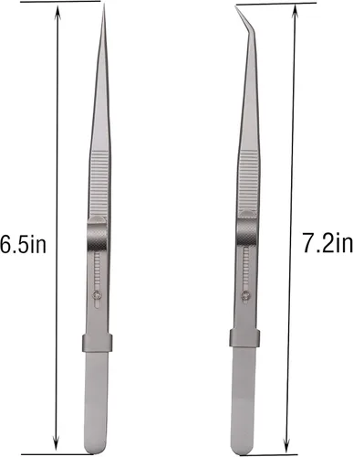 Miniatura 2 de Juego de pinzas de precisión, acero inoxidable antiestático curvado de pinzas, para electrónica, trabajo de laboratorio, fabricación de joyas, Tono