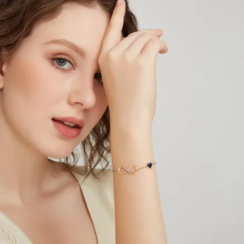 Miniatura 2 de CDE Pulsera de eslabones con símbolo de corazón infinito para mujer, plata de ley 925, acero inoxidable, ajustable, joyería de aniversario, día