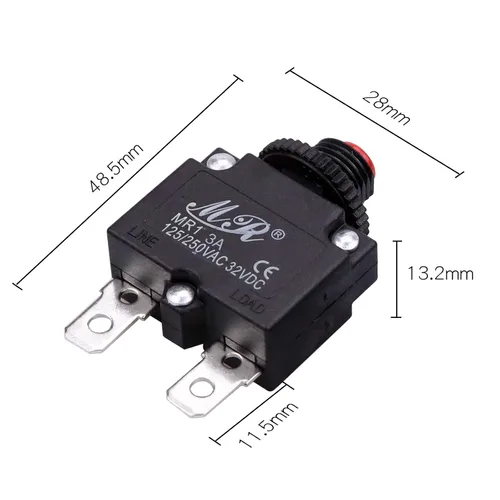 Miniatura 5 de Disyuntores térmicos de 3 amperios, 125/250 V CA 32 V CC, botón de reinicio manual, protector de sobrecarga, interruptor de disyuntor 3A, paquete