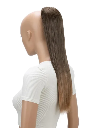 Miniatura 26 de CAISHA Extensión de cola de caballo de 22" con cordón voluminoso Straigtht negro-marrón PH503