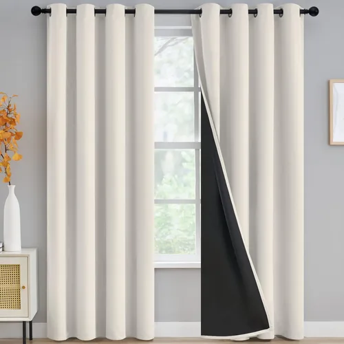 Miniatura 179 de Yakamok Cortinas negras, cortinas de ventana con aislamiento térmico y eficiencia energética para dormitorio, cortinas opacas completas y cortinas