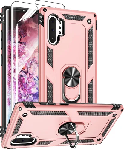 Miniatura 11 de Androgate Funda para Samsung Galaxy Note 10 Plus con protectores de pantalla HD, soporte de anillo de metal de grado militar, a prueba de caídas, a