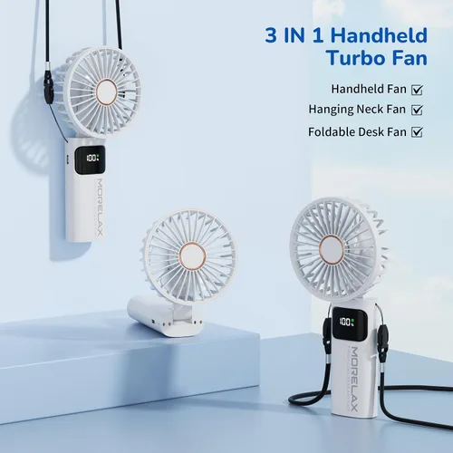 Miniatura 4 de Ventilador de mano portátil, mini ventilador personal plegable recargable por USB, 5200 mAh, 180 ajustables, viento de 6 velocidades, ventilador