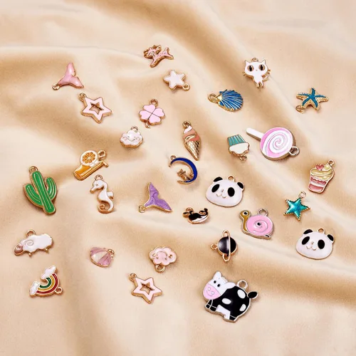 Miniatura 9 de Craftdady Encantos colgantes esmaltados con dijes de alimentos, animales, flores, encantos bonitos, dijes de frutas de metal colorido, ornamento