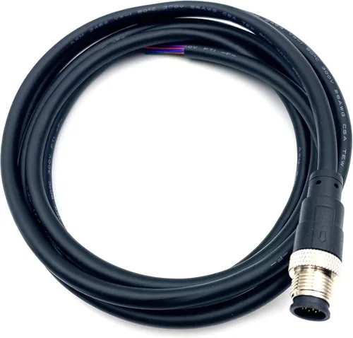 Miniatura 7 de M12 Cable conector macho de 12 pines, un código de cable de moldeo recto Sensor de aviación masculino Cable eléctrico de PVC Cable moldeado