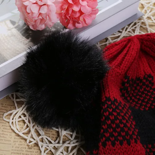 Miniatura 23 de 2 gorros de punto de Navidad para padres e hijos, gorro de Papá Noel para adultos, bebés, invierno, cálido, gorro de calavera para fiestas