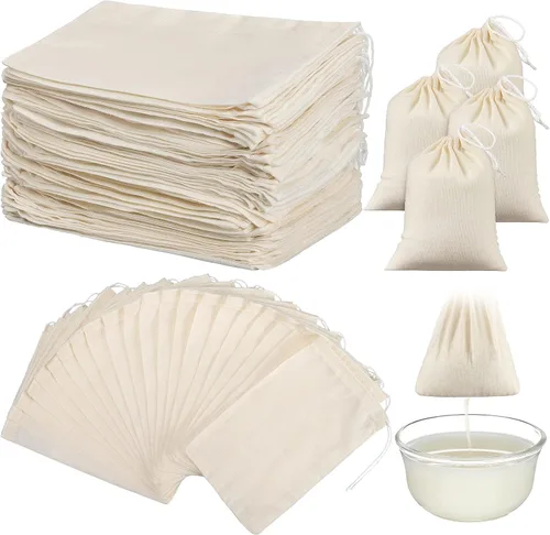 100 bolsas de estopilla para colar, bolsas de muselina reutilizables con filtro de té, filtro de té con leche, colador de queso, ropa de queso,