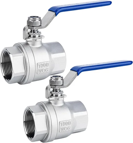 Miniatura 13 de 2 válvulas de bola de acero inoxidable 304, NPT hembra de puerto completo con mango de aislamiento de vinilo azul resistente (2, 1 pulgada)
