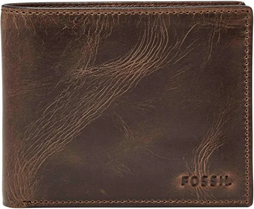Fossil Derrick - Cartera de piel con bloqueo RFID y funda extraíble para tarjetas