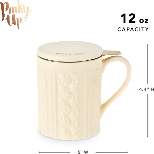 Miniatura 4 de Pinky Up Annette - Taza de té de hojas sueltas, taza de viaje de cerámica con infusor y tapa, para el trabajo, oficina, picnic, campamento, fiesta