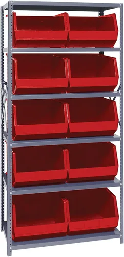 Miniatura 194 de Quantum QSBU-245BK Heavy Duty Shelving Unit with (7) Shelves and (24) QUS245 Black Bins for Garage Warehouse Storage Distribution 400 lb Load