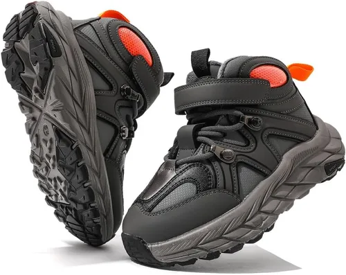 Zapatos de senderismo para niños, antideslizantes, fáciles de poner, cómodos zapatos para caminar para invierno, niñas y niños pequeños y grandes