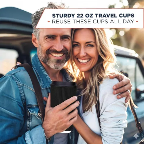Miniatura 6 de To Go - Tazas de café con tapas, taza de café desechable de 22 onzas con tapa. Tazas calientes grandes de papel de viaje Togo con ondas aisladas
