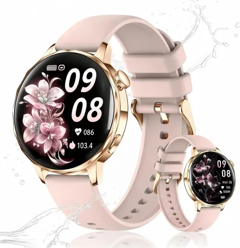 Reloj inteligente para mujer, pantalla táctil HD de 1.27 pulgadas, llamadas Bluetooth, seguimiento de frecuencia cardíaca y sueño, más de 100 modos