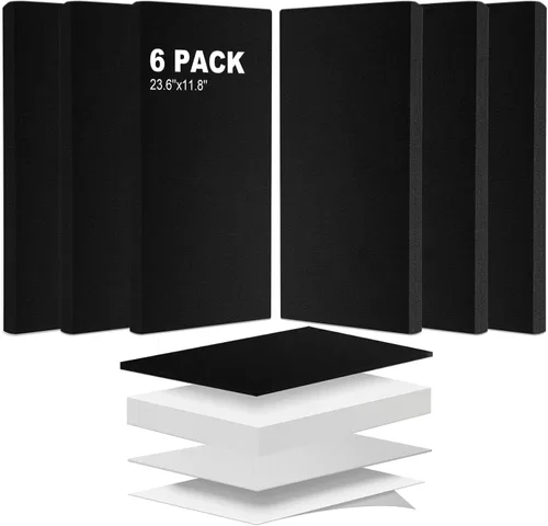 Miniatura 10 de 6 piezas de paneles acústicos, paneles de pared insonorizados grandes, paneles de absorción de sonido de fibra de vidrio profesional, paneles de Gris