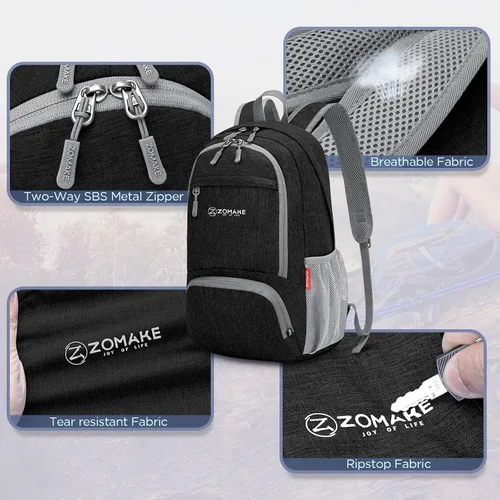 Miniatura 4 de ZOMAKE Mochila plegable ultraligera de 20 litros, pequeñas mochilas plegables para senderismo, resistente al agua, mochila plegable para mujeres