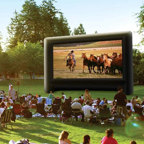 Miniatura 2 de GYUEM - Pantalla inflable de 5,5 m para proyector de películas al aire libre; el paquete incluye cuerdas, inflador y estacas de tienda de campaña