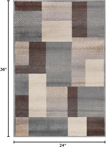 Miniatura 2 de Superior alfombra de área de la colección diseñador Clifton, 8 mm de altura de apilado, con respaldo de yute, diseño geométrico contemporáneo, Beige