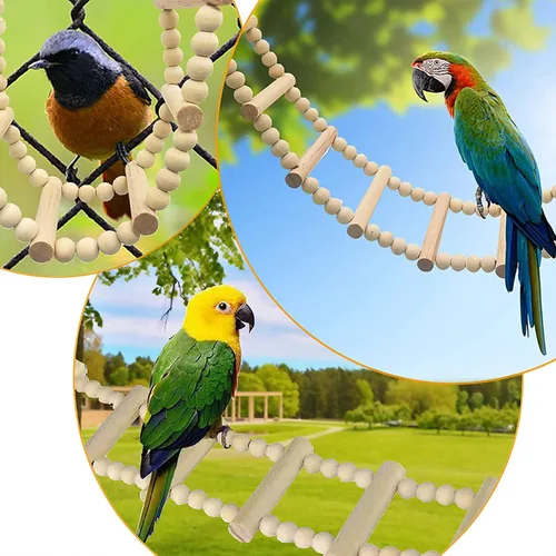 Miniatura 2 de Puente de escalera para pájaros, juguetes de madera para escalada y columpio, accesorios de jaula para pájaros, ratas, loros, hámster, ardilla