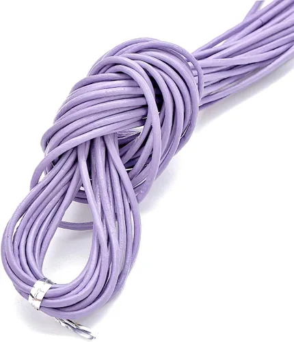 Miniatura 18 de Cuerda redonda de cuero real de 21 yardas, cuerda trenzada de cuero genuino para hacer joyas, collares, pulseras, cordones de zapatos, correas