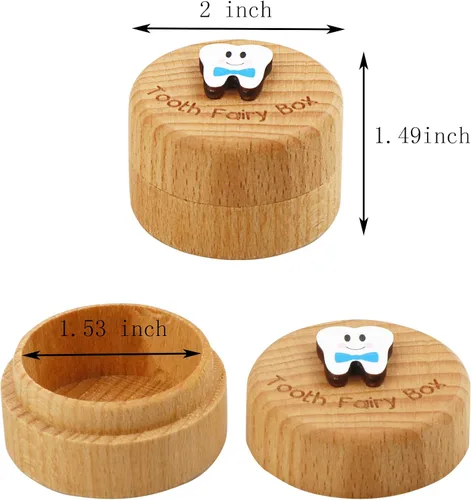 Miniatura 4 de Caja de madera de hadas de dientes para niñas y niños, bonita caja de dientes con dientes 3D, almacenamiento de dientes perdidos para niños, caja