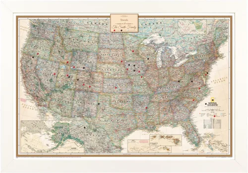 Miniatura 34 de Push Pin Travel Maps - Executive US - Mapa de pines enmarcado con marco negro para rastrear tus viajes - 27.5 x 39.5 pulgadas - 8 opciones de marco