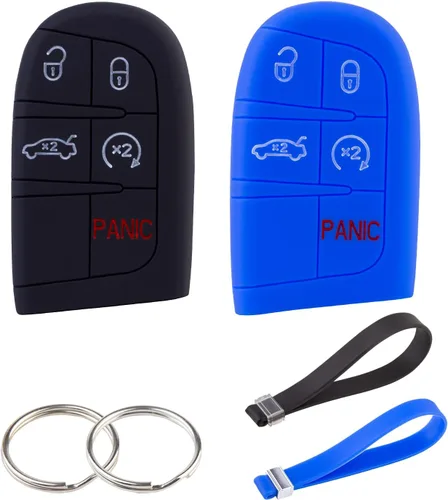 Miniatura 8 de Funda para llavero para Jeep, Dodge Challenger, protector de llave de silicona compatible con Jeep Grand Cherokee Renegade Chrysler 200 300 Dodge