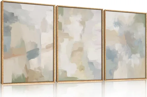 Miniatura 8 de Arte de Pared de Lienzo Enmarcado con Grandes Pinceladas Abstractas, Decoración de Pared Azul Marino Neutro, Pintura de Pared Moderna en Tonos