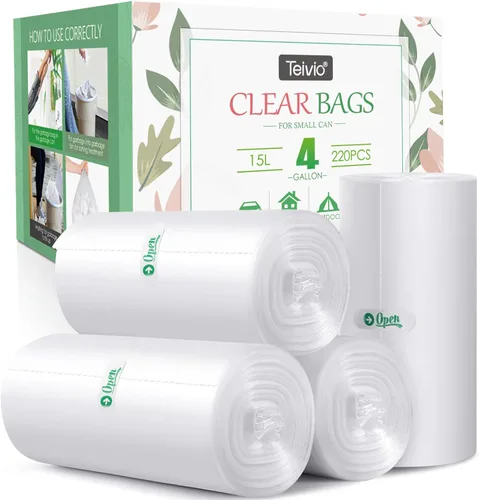 Miniatura 11 de Teivio - Bolsas de basura pequeñas de 1.5 galones, 210 unidades, bolsas de basura transparentes para el baño, bolsas de plástico pequeñas