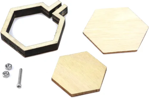Miniatura 3 de Dnyta 10 PCS Aros Hexagonales Mini Bordados Aros Pequeños de Punto de Cruz Manualidades de Madera para Llavero, Aretes, Joyas, 1.6×1.5 pulgadas