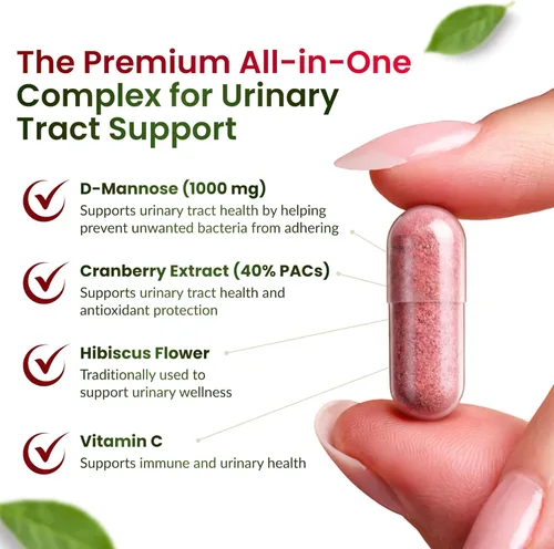 Miniatura 4 de Cápsulas de D-manosa de 1000 mg de ForestLeaf - D-Manosa con arándano rojo, hibisco y vitamina C, salud del tracto urinario para mujeres y hombres
