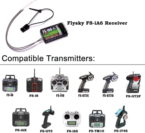 Miniatura 3 de YoungRC Flysky FS-iA6 Receptor 2.4G 6CH Receptor de control remoto con doble antena compatible FS-i4 i6 i10 GT2E GT2F GT2G Transmisor RC210