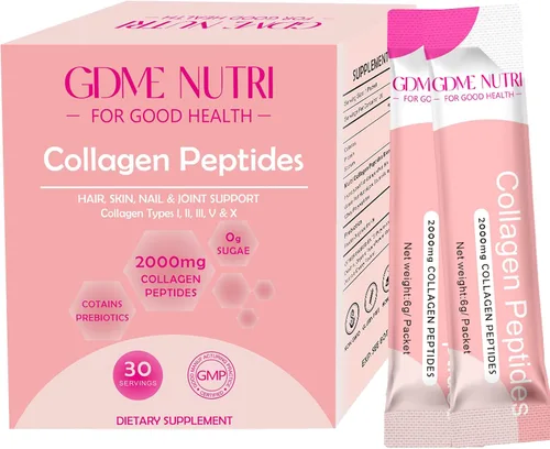 Polvo de péptidos de colágeno múltiple para mujeres y hombres - Tipo I, II, III, V, X - Péptidos de colágeno hidrolizados, soporta la piel, cabello,