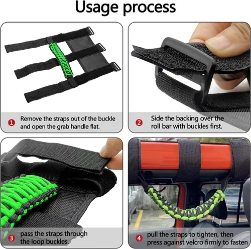 Miniatura 3 de 4 asas de agarre de barra antivuelco compatibles con Jeep Wrangler JLU JK JKU TJ YJ LJ JT JL y Gladiator JT 1987-2021 UTV y ATV, se adapta a barras