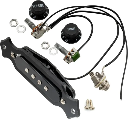 Miniatura 4 de Musiclily Arnés de cableado pre-cableado negro de la recogida de la bobina del agujero de sonido sola para la guitarra de 4 cuerdas