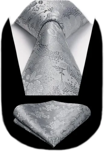 Miniatura 143 de Corbatas florales tejidas clásicas para hombre, corbata cuadrada de bolsillo, corbatas formales para hombres, boda con pañuelo