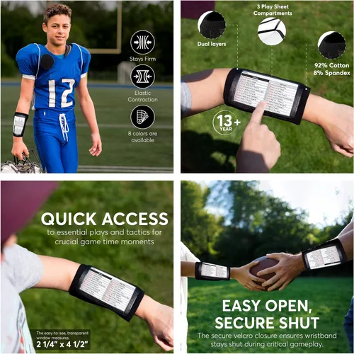 Miniatura 9 de QB Playbook Pulsera - Pulseras de juego de mariscal de campo de fútbol americano para adultos y jóvenes - Entrenador de muñeca para todos