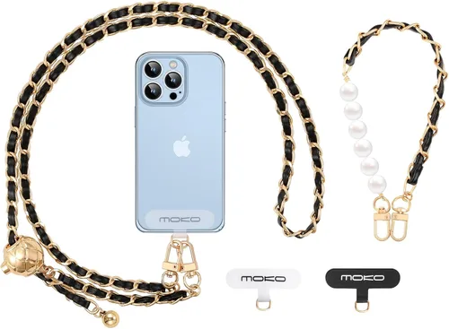 Miniatura 10 de MoKo Cordón cruzado para teléfono, correa de muñeca y cordón cruzado para teléfono con longitud ajustable, correa para iPhone y Samsung, con 2 Blanco