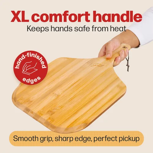 Miniatura 8 de HANS GRILL Pala de madera para pizza de 12 pulgadas, pala de madera de bambú, paleta de 12 pulgadas para horno, paleta de bambú natural de grado