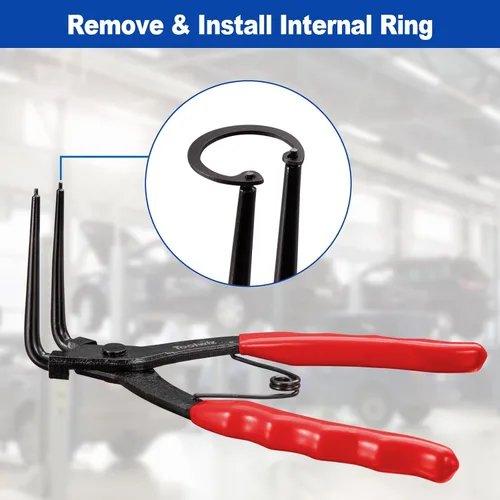 Miniatura 5 de Toolwiz Alicates de Anillo de Retención Resistentes, Anillo de Retención Interno Alicates de Clip Circlip C de 90 Grados para Camiones, Rojo