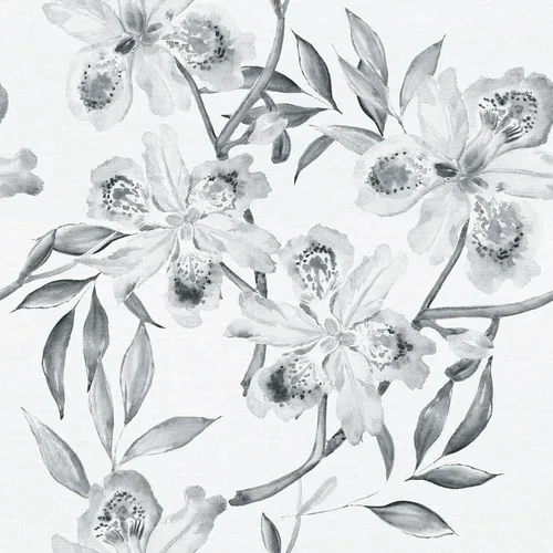 Miniatura 2 de ReWallpaper Papel tapiz floral gris y blanco para despegar y pegar, papel de contacto con flores de iris neutro para cajones, armarios, escritorio